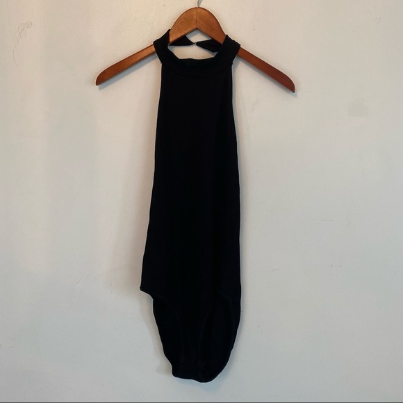 ⚡️ZARA Black Open Back Halter Top Backless Bodysuit Ribbed Sleeveless Shirt | M - Picture 2 of 6